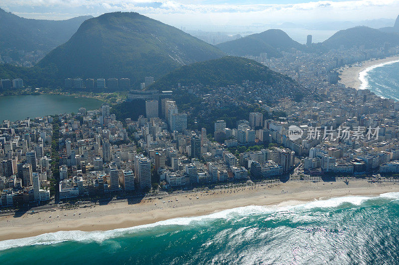 鸟瞰图的伊帕内玛海滩，里约热内卢de Janeiro